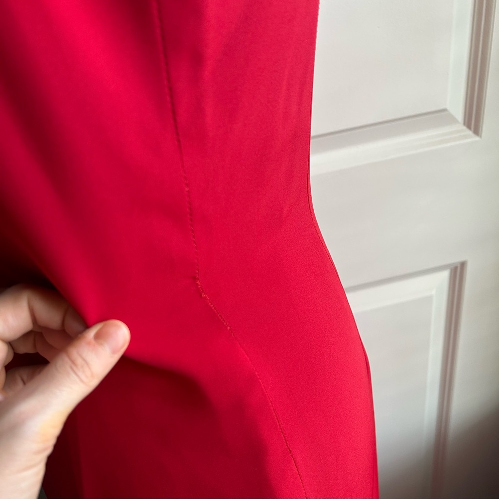 Vintage Red Floor Length Gown Spaghetti Straps 80s 90s - Picture 8 of 12